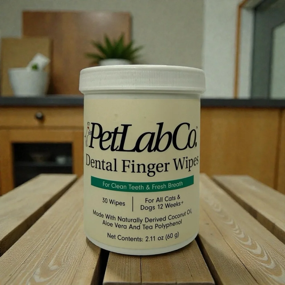 PetLab Co Dental Finger Wipes for Dogs‎ & Cats Fresh Breath Teeth Cleaner 30ct